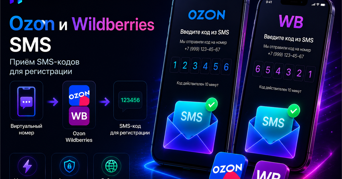 Виртуальный номер для Ozon и Wildberries: приём SMS для кабинета продавца